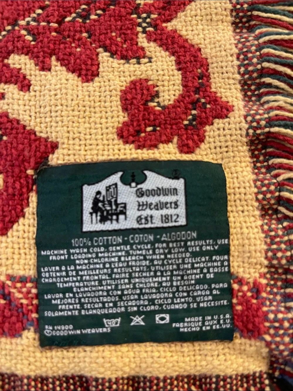 Vintage Goodwin Weavers Royal Arms Throw/Blanket